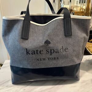 Kate Spade Ash Street Logo Tote Asphalt Grey and Navy